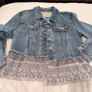 Anthropologie pilcro denim eyelet peplum jacket